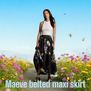Maeve Black Floral Maxi Skirt